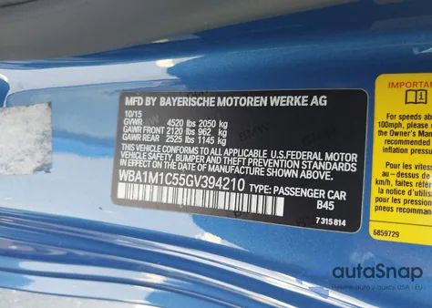 2016 BMW M235I from USA, damaged, VIN WBA1M1C55GV394210